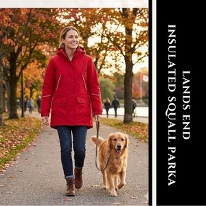 Lands' End Red Squall Parka - Insulated & Waterproof Winter Jacket